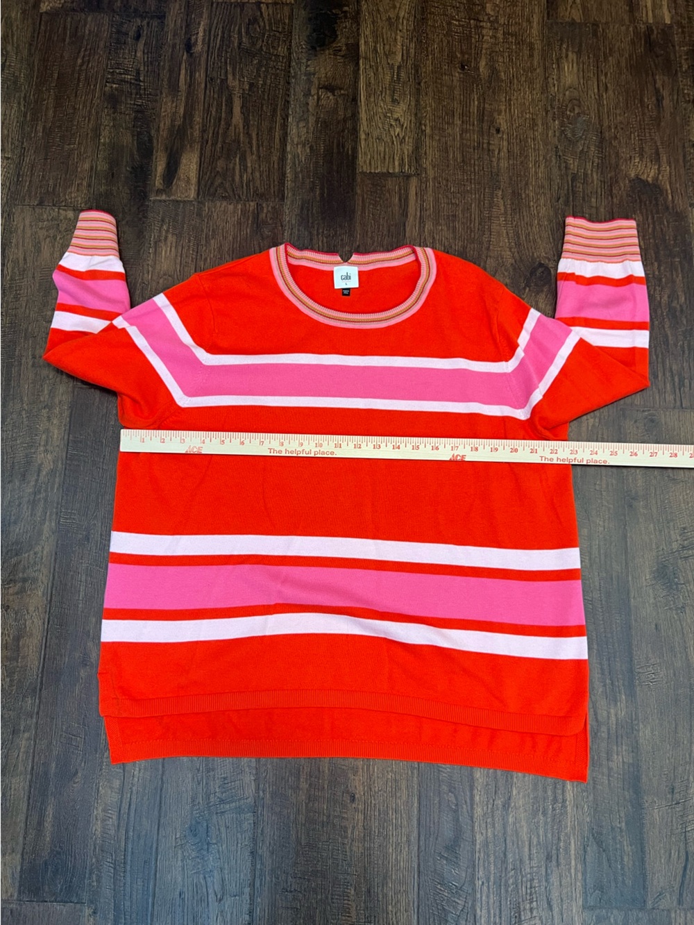 CAbi Women’s Cadet Red And Pink Striped Pullover Size Large - Picture 9 of 10